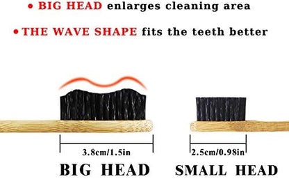 Super Hard Toothbrush Bamboo Toothbrush Large Brush Head Manual Toothbrsuh Hard Bristles Pack of 4