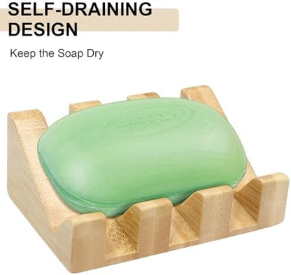 Jiozermi 2 Pcs Bamboo Soap Dish,Sloped