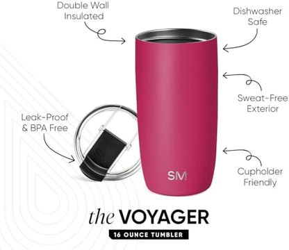 Simple Modern Travel Coffee Mug with Lid | 16oz | Magenta
