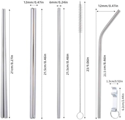 9 Pcs Portable Utensils Set Metal Straws Travel Cutlery Case Fork Spoon