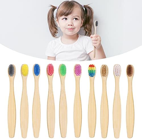 Premium Bamboo Kids Toothbrushes - 10 Color Value Pack, BPA Free Ultra Soft Bristles, Eco-Friendly Biodegradable Compostable Manual Toothbrush for Toddlers and Young Children