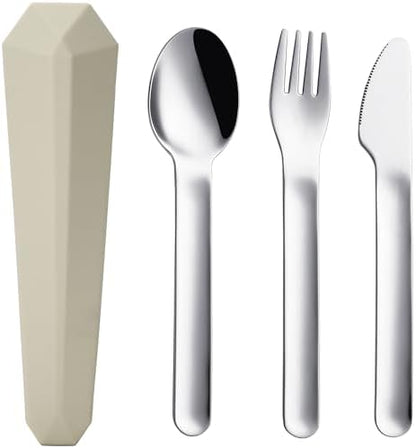 DEVICO Utensils for Lunch Box, 4Pcs Travel Silverware Set with Case, Khaki
