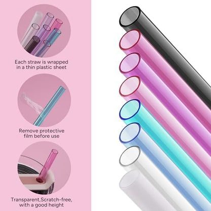 Replacement Straw Compatible with Stanley Quencher 40 oz,30 oz Tumbler, 12 inch Extra Long Reusable Straws Plastic For 40 Oz Cup,6 Pack