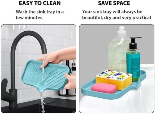1 Pc Light Green Silicone Sponge Holder - Sink Tray for Soap and Sponge Organization