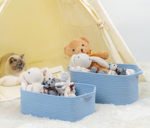 CubesLand Cute and Durable Small Cotton Rope Basket for Organizing