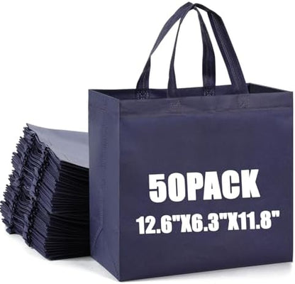 50pcs Reusable Grocery Bags with Handles Non Woven Shopping Tote Bags Bulk