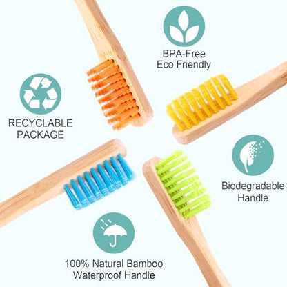 10 Pack Soft Bristles Bamboo Toothbrushes, Plastic Free Toothbrush