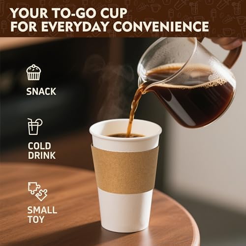 YEEHAW 16 oz 100 Pack Disposable Coffee Cups with Lids & Sleeves