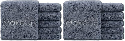 HOMEXCEL Makeup Remover Wash Cloth 12 Pack, Soft Quick Dry Facial Cleansing Makeup Towels, Fingertip Face Towel Washcloths for Hand and Make up, 13 x 13 Inch, Grey