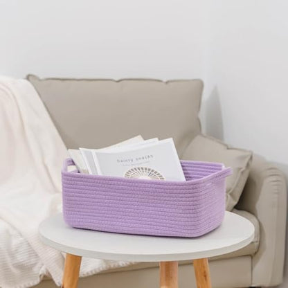 CubesLand Cube Storage Organizer Basket Bin, Cotton Rope Shelves Basket