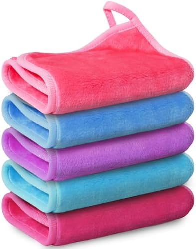 Nugilla Makeup Remover Cloth, 5 Packs Reusable Microfiber Makeup Remover Towels, Face Towel for Women