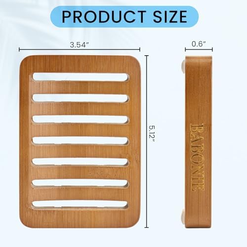 2 Pack FSC Bamboo Soap Holder, Slotted Self-Draining Dish, Acacia Style