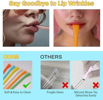 NiHome 6PCS Silicone Anti-Wrinkle Straws Fit for Stanley 40oz 30oz Tumblers