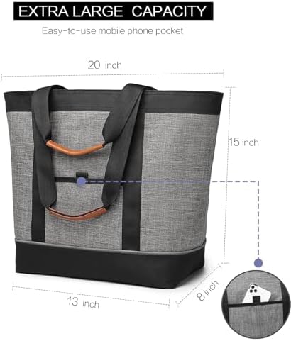 Insulated Cooler Bag Reusable Grocery Tote Bags Transport Large Lunch Box for Women