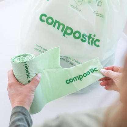 Compostic Compostable 3 Gallon Bathroom Trash Bags, 50 Ct