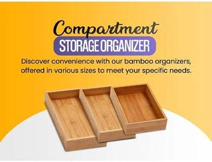 YBM Home Bamboo Drawer Organizer Storage Box for Kitchen Drawer, Junk Drawer, Office, Bedroom, Children Room, Craft, Sewing, and Bathroom, 3x6x2 inch