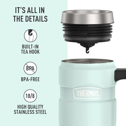 THERMOS Stainless King Travel Mug with Handle, 16oz, Matte Light Blue