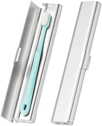 Portable Toothbrush Travel Case: Breathable & Dirt-Proof Hotel Camping Outdoor - Aluminum for Storage Recyclable Traveler (1, Silver)