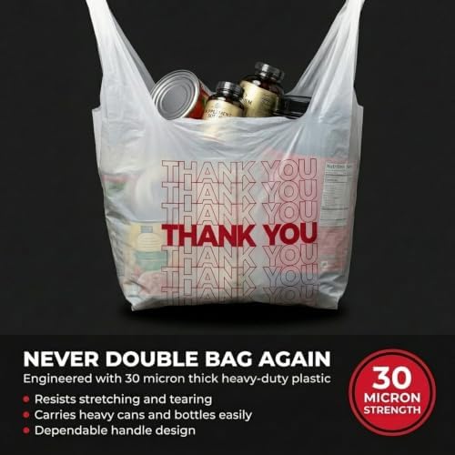 TashiBox 100 Ct Plastic bags, Shopping Bags, Thank You Bags