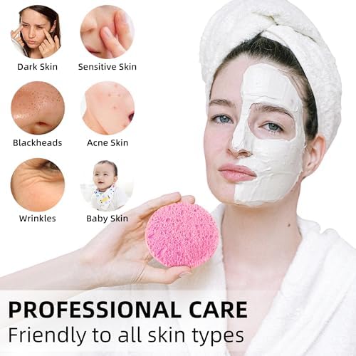 120-Count Compressed Facial sponges for Daily Facial Cleaning,Pink