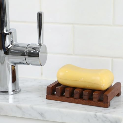 Wood Soap Holder for Shower Teak Soap Dish Teak Wood By HTB Soaps Tray for Shower Kitchen Sink Sink Bathroom Bathtub Extend Soaps Life and Keep Dry