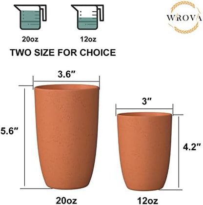 Wrova Wheat Straw Cups 6 PCS Good Alternative to Plastic Reusable Cups 20 oz Unbreakable Drinking Cup Reusable Dishwasher Safe Water Plastic Glasses Orange