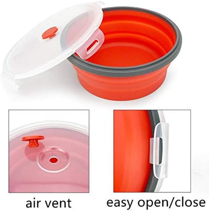 CARTINTS 1200ml Large Collapsible Meal Prep Containers, Reusable Silicone Food Storage Containers, Stackable Fridge Storage Containers, With Leakproof Lids, Microwave and Freezer Safe, Red