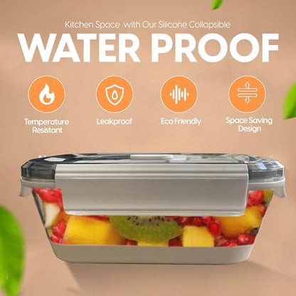 A MILLI Collapsible Food Storage Containers with Lids, 2 Pack Large Silicone Bowls 27oz & 40oz, Leakproof Airtight Foldable Lunch Box, BPA Free Microwave Freezer Dishwasher Safe, Camping RV Meal Prep