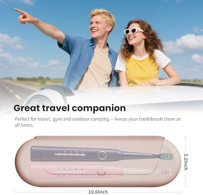 Silicone Electric Toothbrush Travel Case, Manual Toothbrush Travel Cover for Men and Women,Toothbrush Holder for Travel,Gym and More, Fits Most Manual and Electric Toothbrushes - Sand Pink