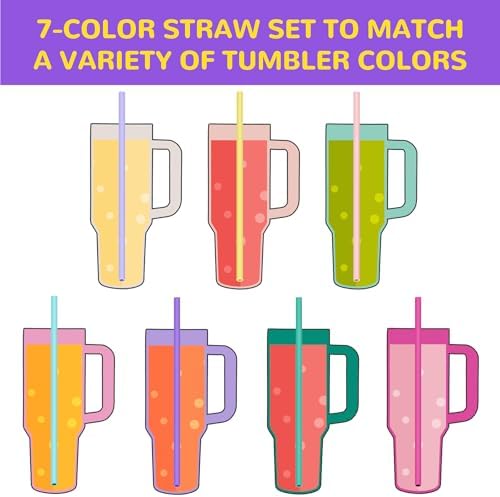 Tomorotec 15PCS Silicone Drinking Straws Fit for Stanley 40oz 30oz Tumbler
