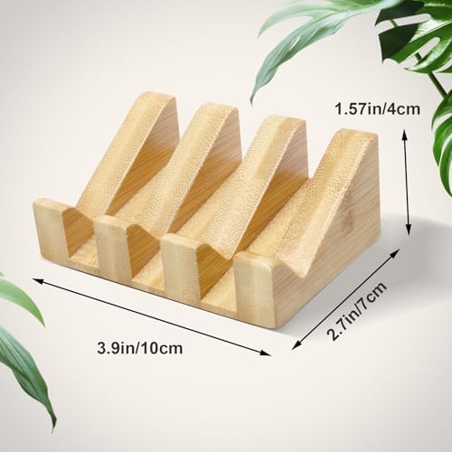 Jiozermi 2 Pcs Bamboo Soap Dish,Sloped