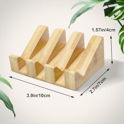 Jiozermi 2 Pcs Bamboo Soap Dish,Sloped