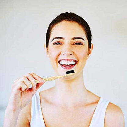 Virgin Forest Bamboo Toothbrushes 6pk, Vegan Charcoal Bristles Eco