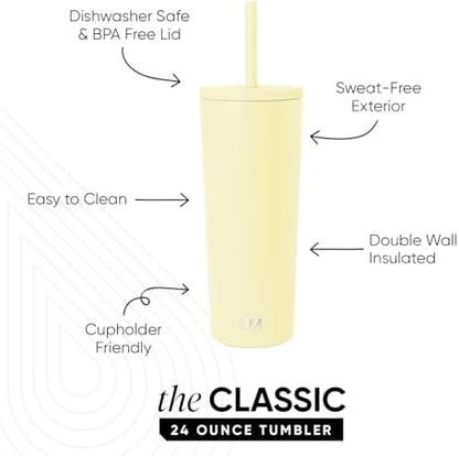 Simple Modern Iced Coffee Tumbler, Insulated | 24oz | Yellow