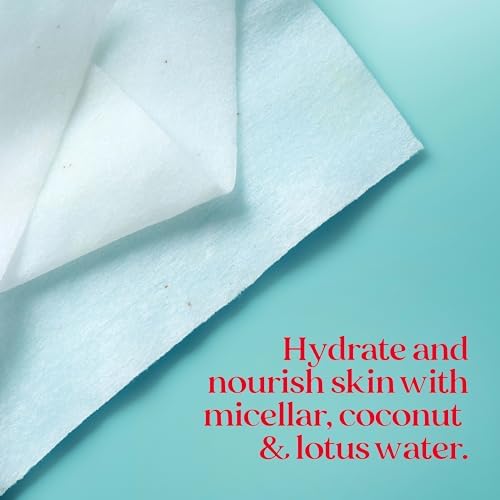 Face Wipes, Burt's Bees Facial Cleansing, Makeup Remover Towelettes, 3 in 1 Hydrating Micellar Cleanser with Coconut & Lotus Water, (Packaging May Vary), 30 Count (Pack of 18)