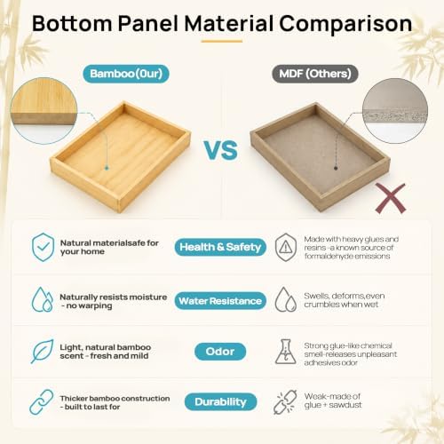 Vtopmart 7 Pack Bamboo Drawer Organizer Boxes, Junk Drawer Organizers