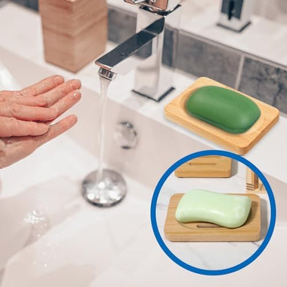 12 Pcs Bamboo Soap Dishes, Natural Wooden Soap Holders, Self-Draining Trays