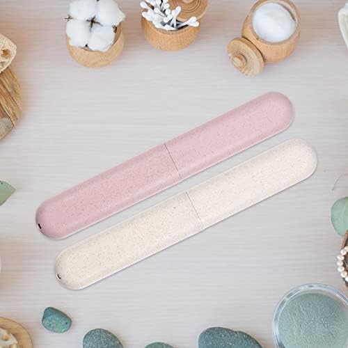 VOCOSTE 4Pcs Travel Toothbrush Case, Beige&Pink