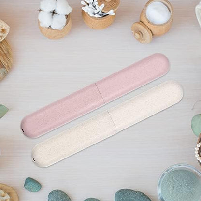 VOCOSTE 4Pcs Travel Toothbrush Case, Beige&Pink
