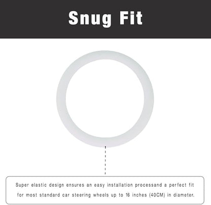 SEGADEN Leather Texture Soft Silicone Car Steering Wheel Cover Universal Anti-Slip Design Protective Case SWT1200 White