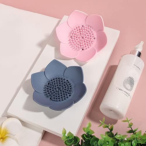 4 Pack Silicone Soap Tray Dishes Soap Holder Saver Draining Bathroom Shower Sink Bathtub