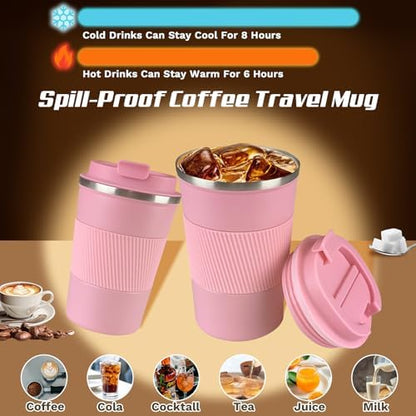 Stainless Steel Travel Coffee Mug with Lid, Vacuum Insulated Leak Proof Cup