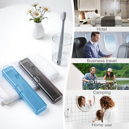 Travel Toothbrush Holder (10-Pack, Gray,Blue)