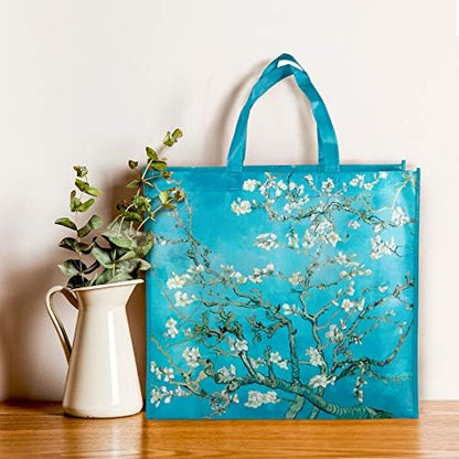 NymphFable Almond Blossom Shopping Bags, 6 Pack Reusable Grocery Tote Bag