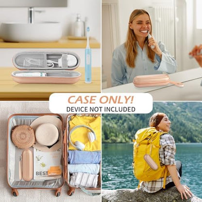 Toothbrush Travel Case for Oral B/Oral-B Pro 1000 1500 5000 7000 & Philips Sonicare 4100 1100 5300 5100 6100/iO Electric Toothbrush, Hard Protective Storage Bag (Gold)