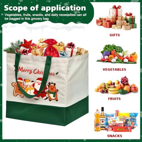 Christmas Canvas Tote Bags with Handles, Large Merry Christmas Shopping Bag