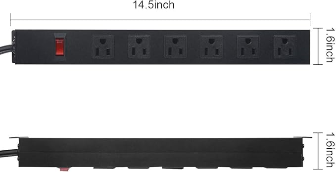 3Pack Metal Wall Mount Power Strip, Mountable Power Outlet