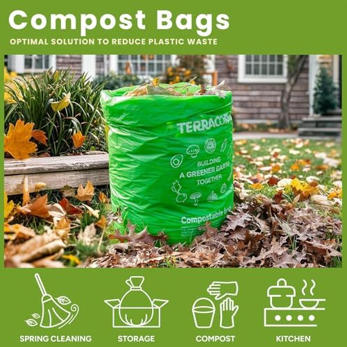 13 Gallon Compostable Trash Bags, 40 Bags Compost Bags for Countertop Bin, Camping Toilet Bags for Portable Toilet, BPI Certified and Meet The ASTM D6400 Standard