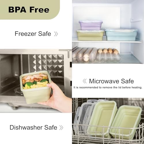 Collapsible Food Storage Containers with Airtight Lid 40.5oz 4 Pack