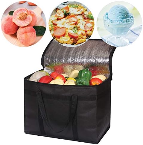 DIOMMELL XL Insulated Reusable Grocery Bags with Sturdy Zipper Reinforced Bottom & Handles, Foldable Washable Heavy Duty Cooler Totes for Hot or Cold Food Delivery, Groceries, Travel, Shopping